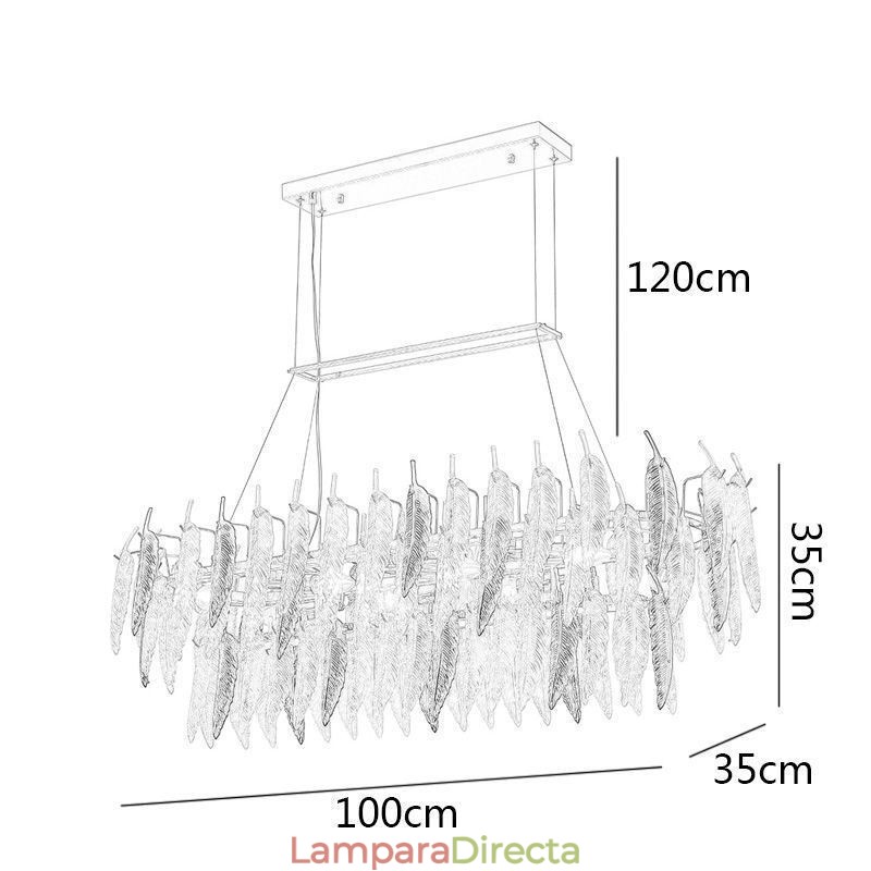 Lámpara colgante ovalada de plumas de cristal artístico