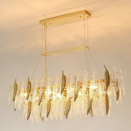 Lámpara colgante ovalada de plumas de cristal artístico