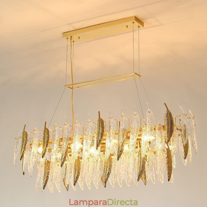 Lámpara colgante ovalada de plumas de cristal artístico