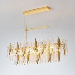Lámpara colgante ovalada de plumas de cristal artístico