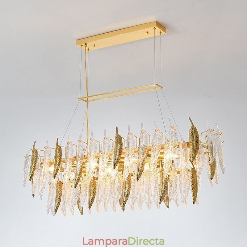 Lámpara colgante ovalada de plumas de cristal artístico