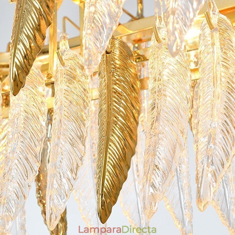 Lámpara colgante ovalada de plumas de cristal artístico