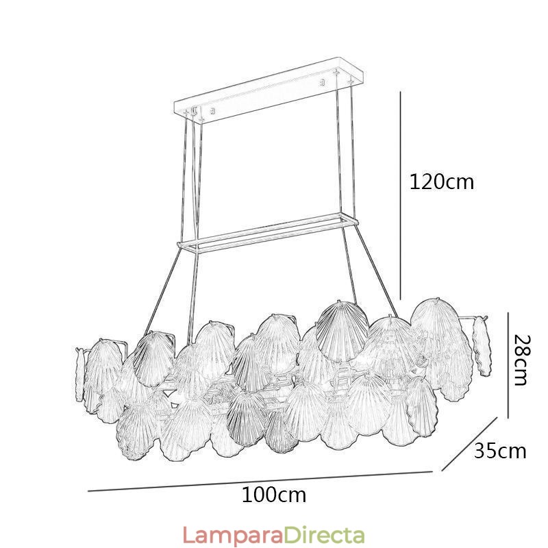 Lámpara colgante de cristal de lujo con forma de concha