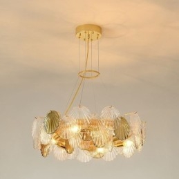 Lámparas de araña modernas de cristal con forma de concha para comedor