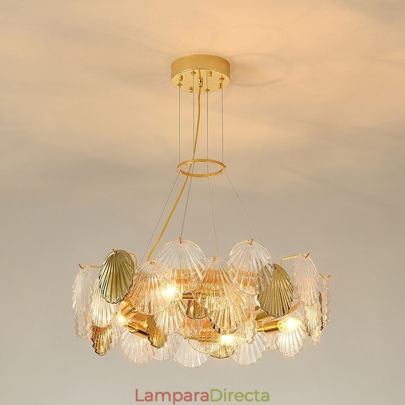 Lámparas de araña modernas de cristal con forma de concha para comedor