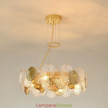 Lámparas de araña modernas de cristal con forma de concha para comedor Lámparas de araña modernas de cristal con forma de concha para comedor