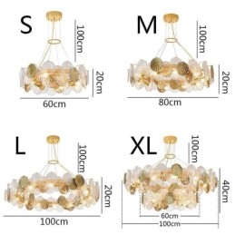 Lámparas de araña modernas de cristal con forma de concha para comedor