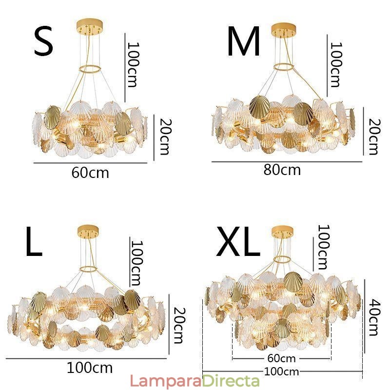 Lámparas de araña modernas de cristal con forma de concha para comedor