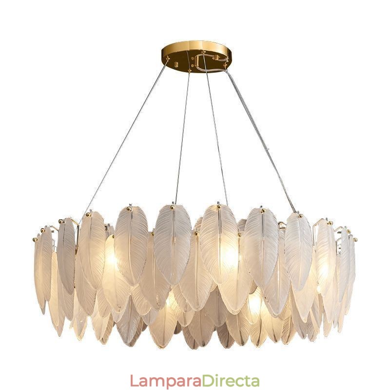 Lámpara colgante redonda de plumas de cristal artístico