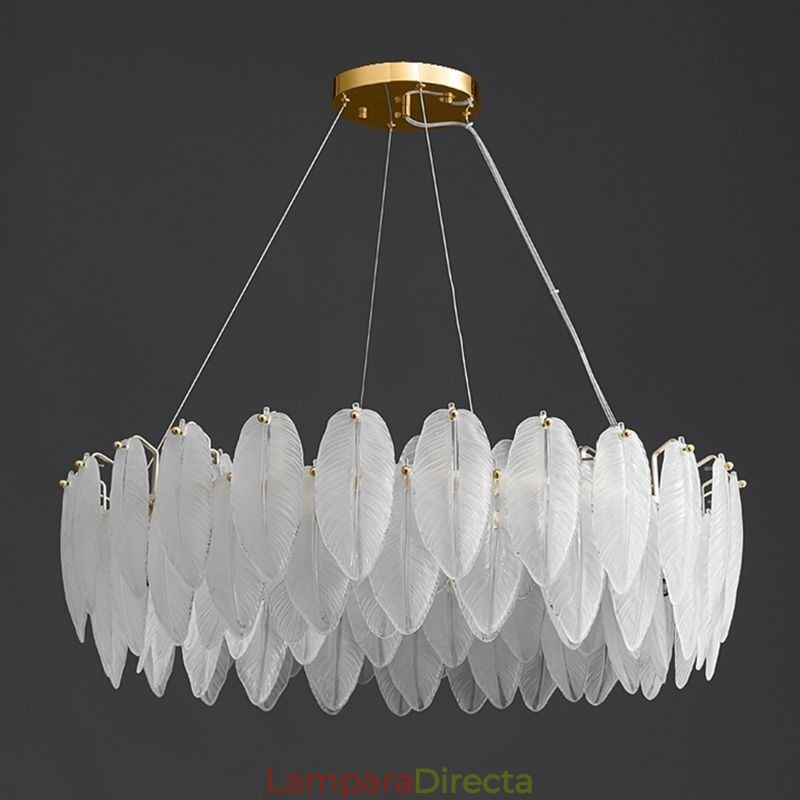 Lámpara colgante redonda de plumas de cristal artístico