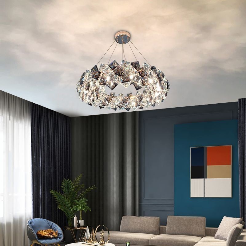 Lámpara colgante minimalista moderna de cristal de lujo ligera para sala de estar