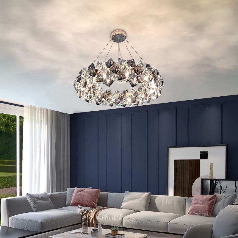 Lámpara colgante minimalista moderna de cristal de lujo ligera para sala de estar