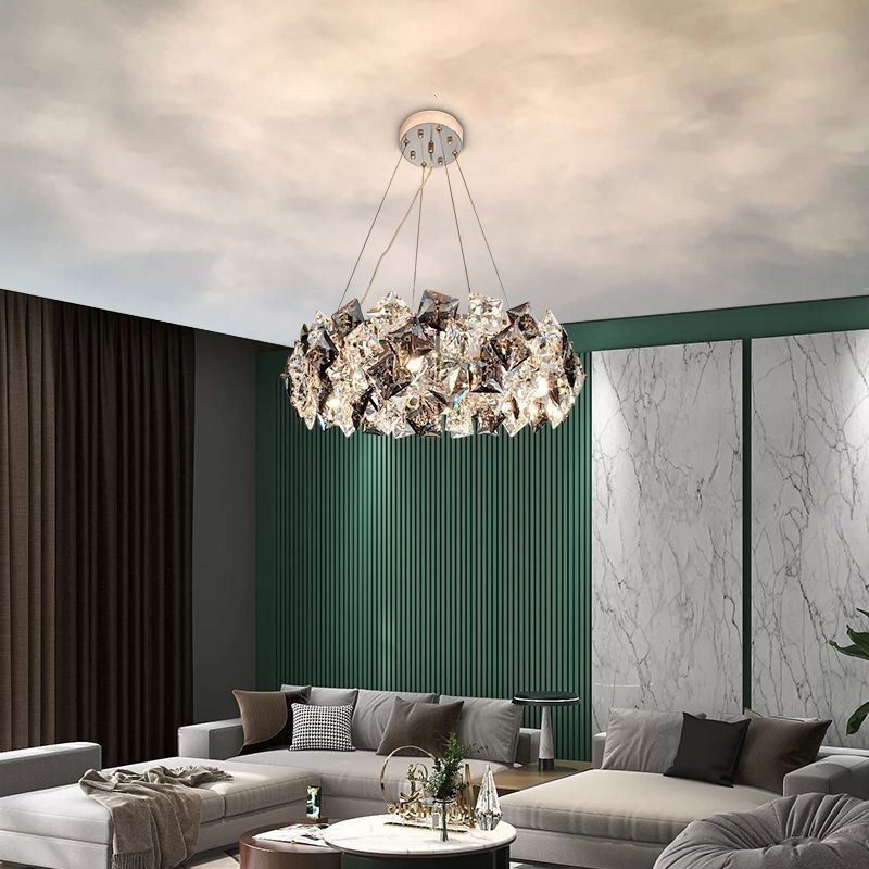Lámpara colgante minimalista moderna de cristal de lujo ligera para sala de estar