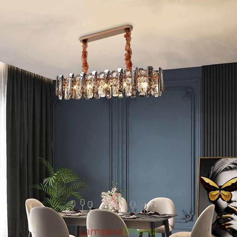 Lámpara colgante de cristal moderna, accesorio de iluminación colgante de lujo para comedor