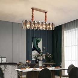Lámpara colgante de cristal moderna, accesorio de iluminación colgante de lujo para comedor