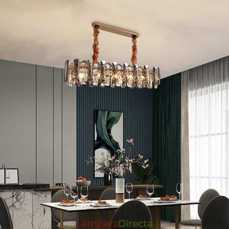 Lámpara colgante de cristal moderna, accesorio de iluminación colgante de lujo para comedor