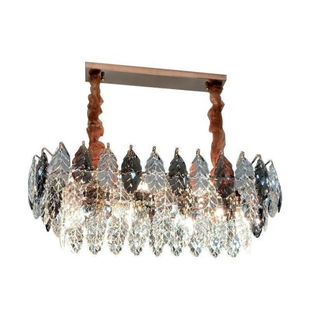 Lámpara colgante de hierro europea, lámpara de araña creativa de cristal con forma de hoja Lámpara colgante de hierro europea, lámpara de araña creativa de cristal con forma de hoja