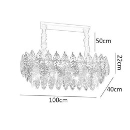 Lámpara colgante de hierro europea, lámpara de araña creativa de cristal con forma de hoja