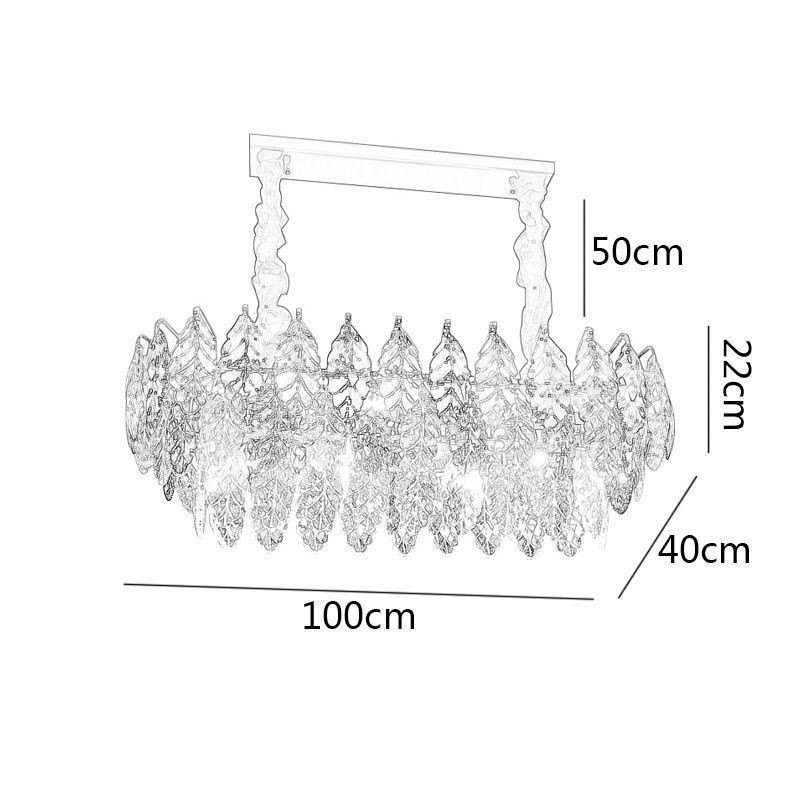 Lámpara colgante de hierro europea, lámpara de araña creativa de cristal con forma de hoja