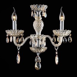 Lámpara de araña de cristal estilo palacio de 3 luces con bombilla de vela