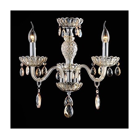 Lámpara de araña de cristal estilo palacio de 3 luces con bombilla de vela Lámpara de araña de cristal estilo palacio de 3 luces con bombilla de vela