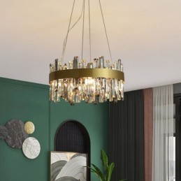 Lámpara colgante de cristal de lujo de estilo europeo para sala de estar