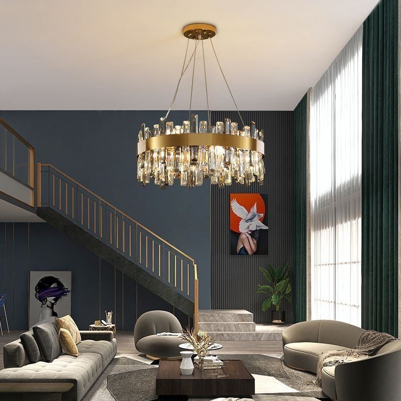 Lámpara colgante de cristal de lujo de estilo europeo para sala de estar