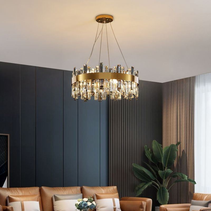 Lámpara colgante de cristal de lujo de estilo europeo para sala de estar