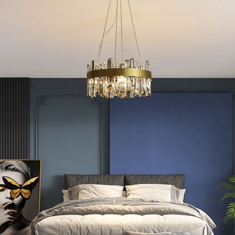 Lámpara colgante de cristal de lujo de estilo europeo para sala de estar