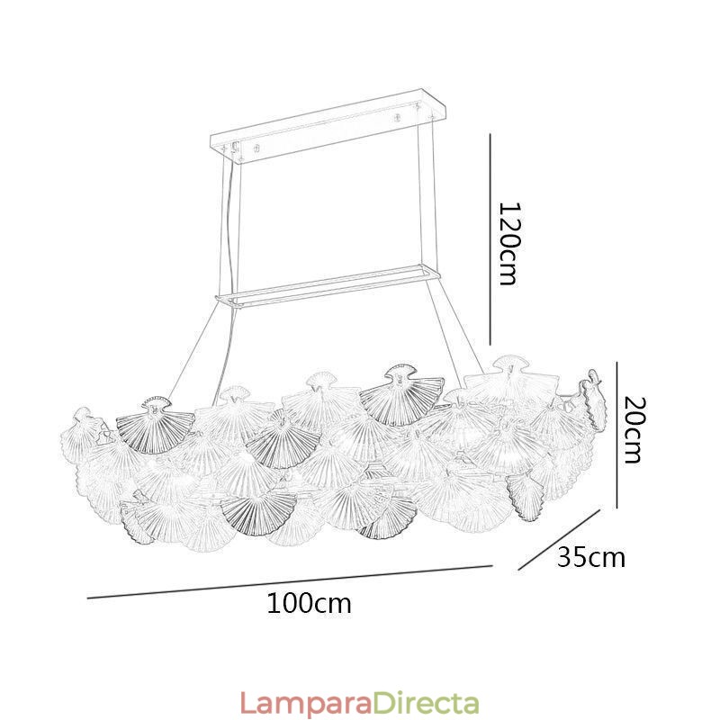 Lámpara colgante de cristal europea con forma de abanico