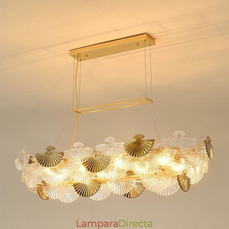 Lámpara colgante de cristal europea con forma de abanico