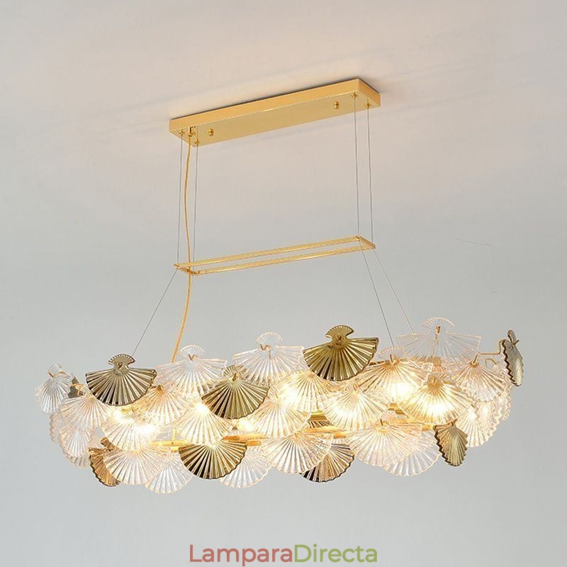 Lámpara colgante de cristal europea con forma de abanico