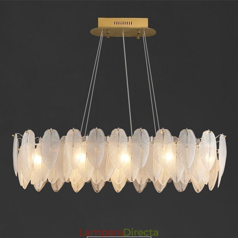 Lámpara colgante redonda de plumas de cristal artístico