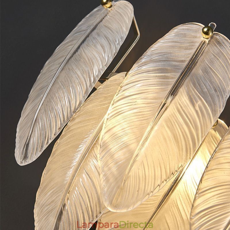 Lámpara colgante redonda de plumas de cristal artístico