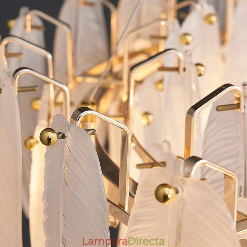 Lámpara colgante redonda de plumas de cristal artístico