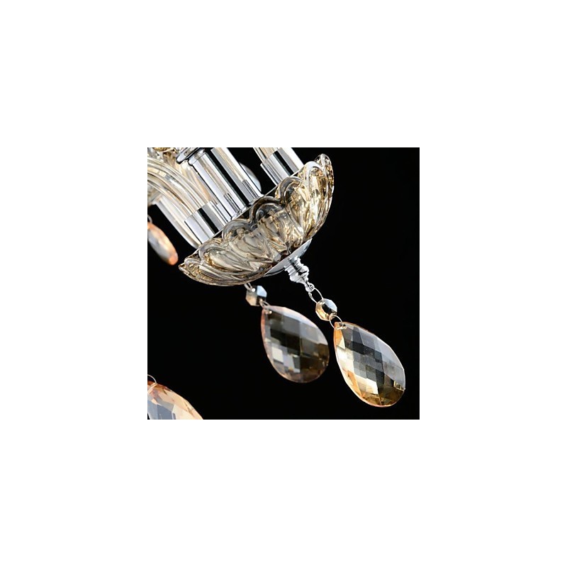 Lámpara de araña de cristal estilo palacio de 3 luces con bombilla de vela