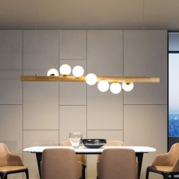 Lámpara colgante de tiras de madera con diseño de frijol mágico