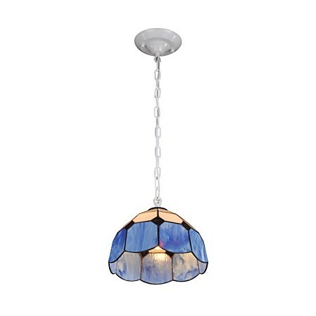 Lámpara de araña estilo mini Country Garage blanca + luces de cristal azul Lámpara de araña estilo mini Country Garage blanca + luces de cristal azul