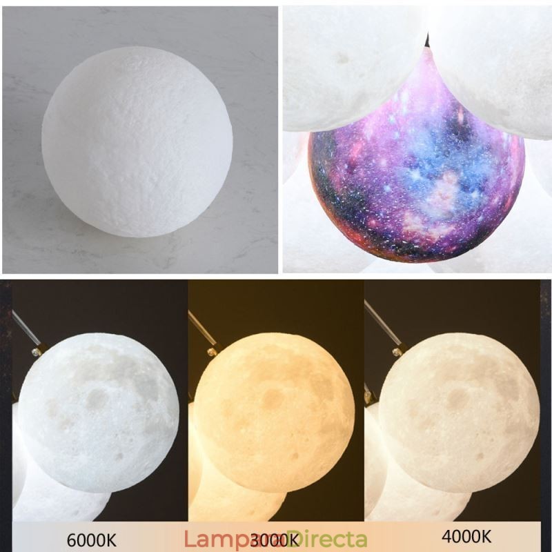 Lámpara colgante moderna con forma de burbuja de luna y bolas impresas en 3D