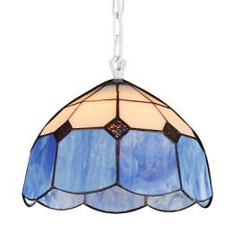 Lámpara de araña estilo mini Country Garage blanca + luces de cristal azul