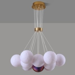 Lámpara colgante moderna con forma de burbuja de luna y bolas impresas en 3D