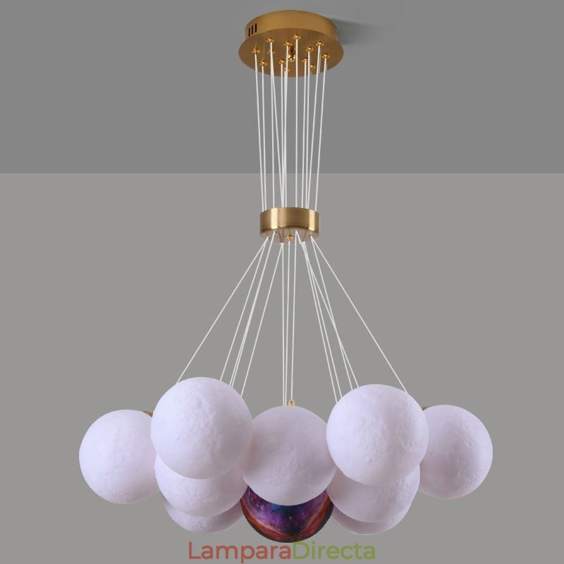 Lámpara colgante moderna con forma de burbuja de luna y bolas impresas en 3D