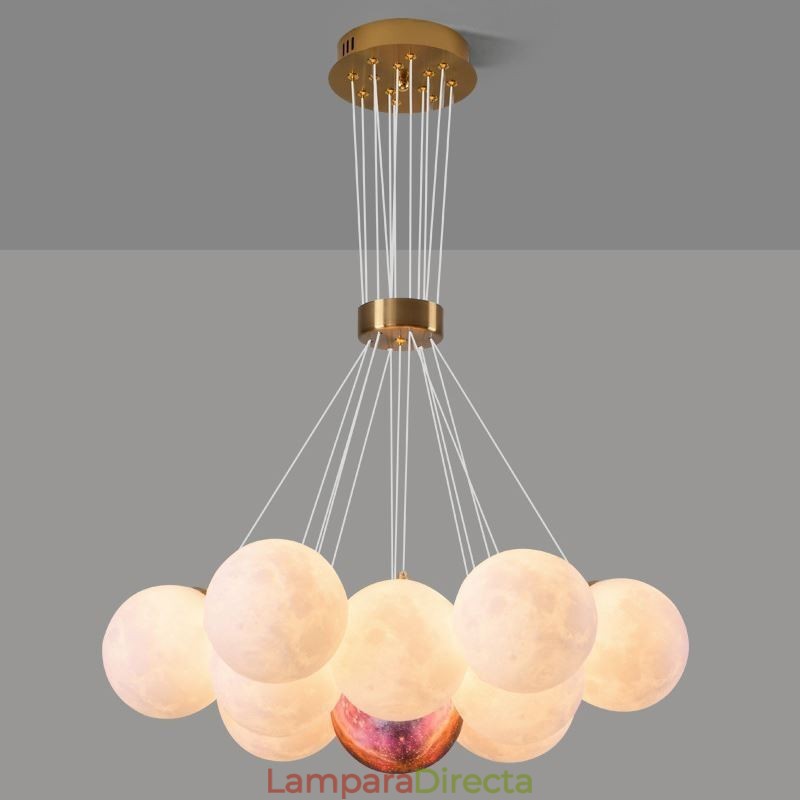 Lámpara colgante moderna con forma de burbuja de luna y bolas impresas en 3D