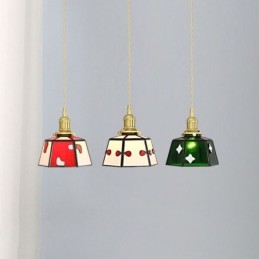 Lámpara colgante de cristal de colores, estilo japonés, retro, decorativa, para mesita de noche.