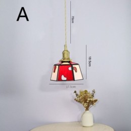 Lámpara colgante de cristal de colores, estilo japonés, retro, decorativa, para mesita de noche.