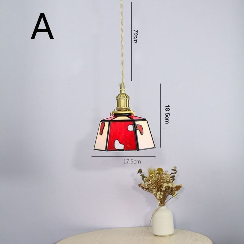 Lámpara colgante de cristal de colores, estilo japonés, retro, decorativa, para mesita de noche.