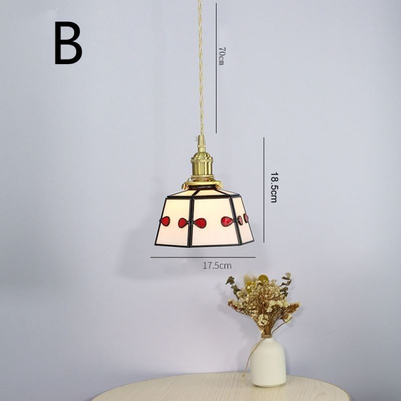 Lámpara colgante de cristal de colores, estilo japonés, retro, decorativa, para mesita de noche.