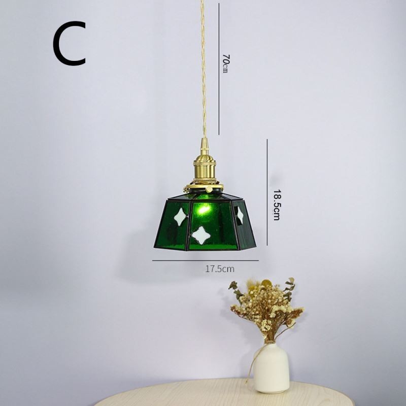 Lámpara colgante de cristal de colores, estilo japonés, retro, decorativa, para mesita de noche.