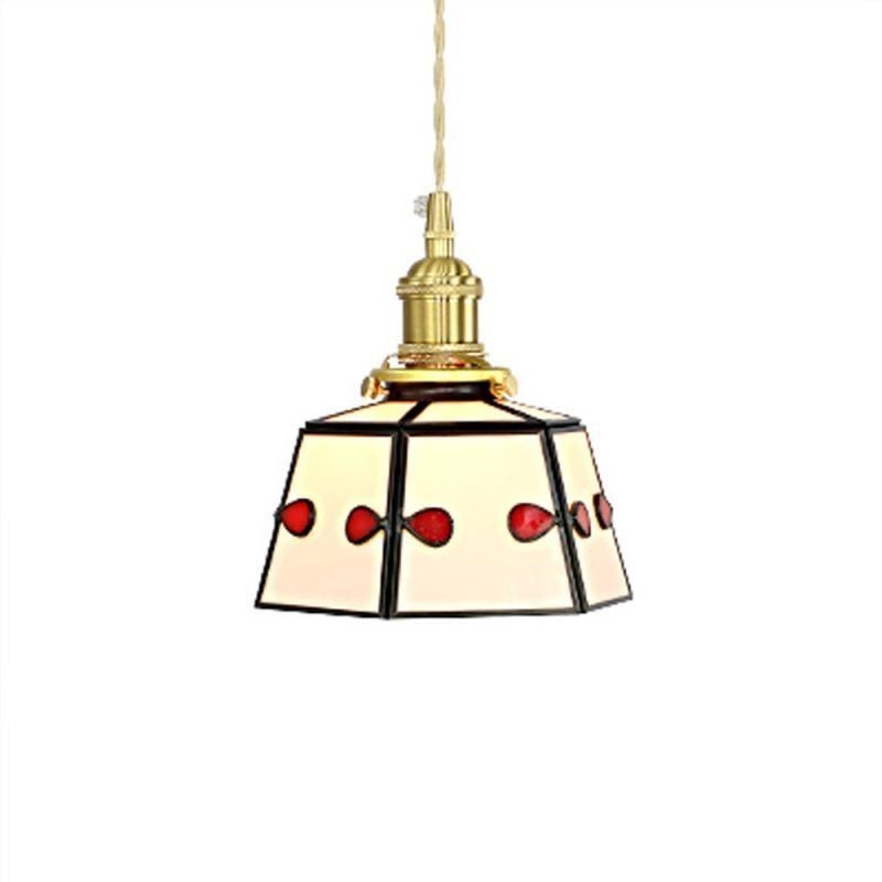 Lámpara colgante de cristal de colores, estilo japonés, retro, decorativa, para mesita de noche.