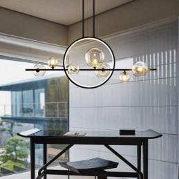 Lámpara colgante moderna de metal con burbujas de cristal transparente